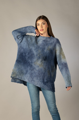 Hand Painted Cozy Sweater- Denim