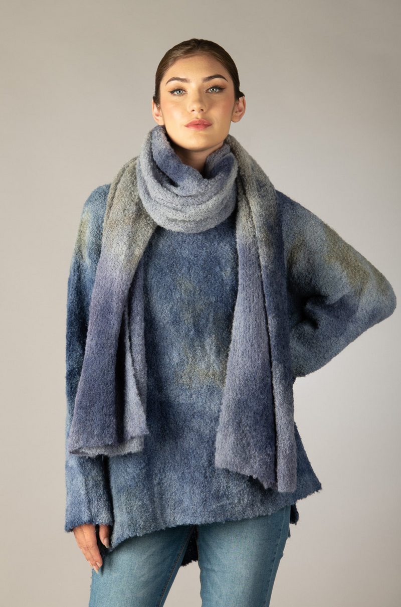 Hand Painted Winter Wrap- Denim