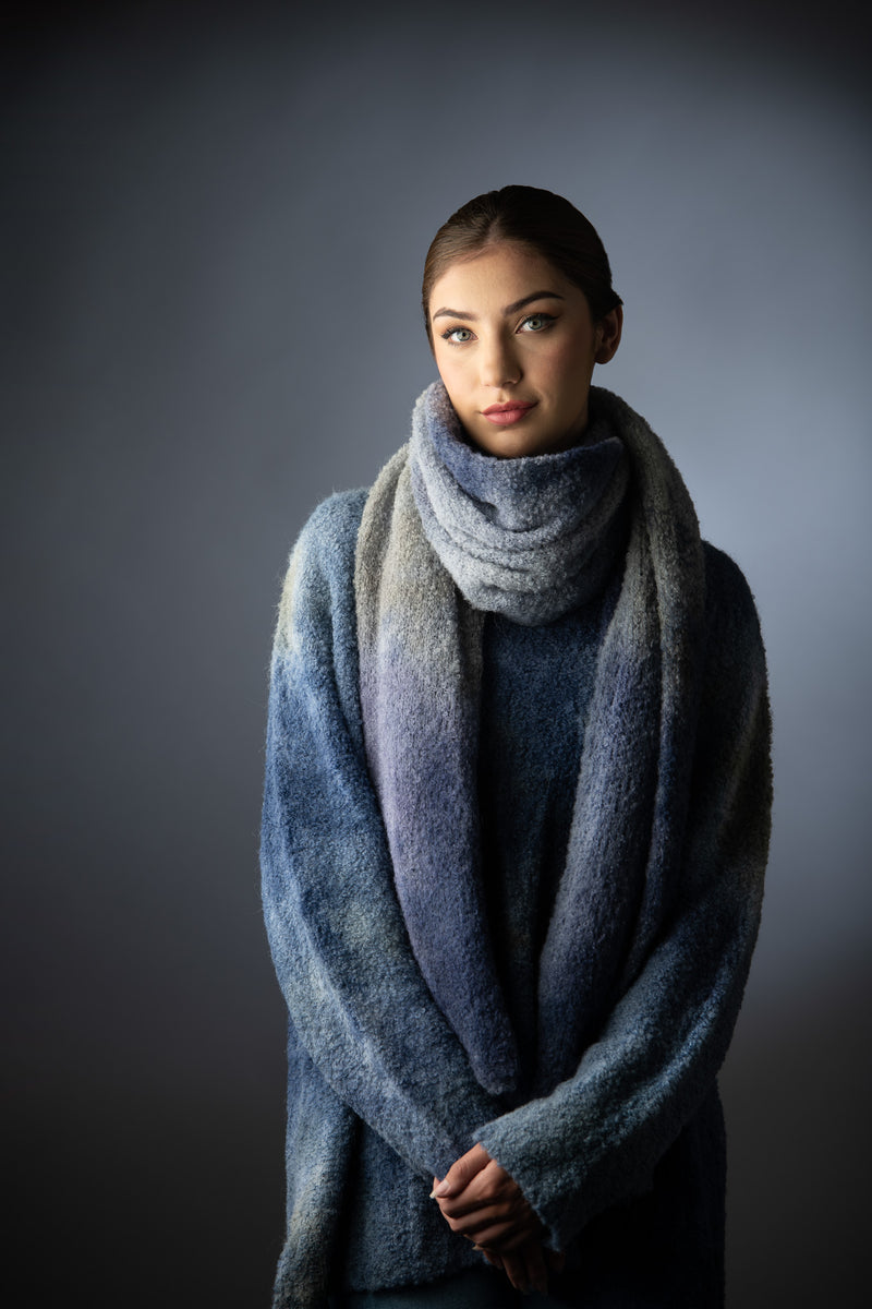 Hand Painted Winter Wrap- Denim