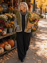 Mixed media striped Oriana Cardigan